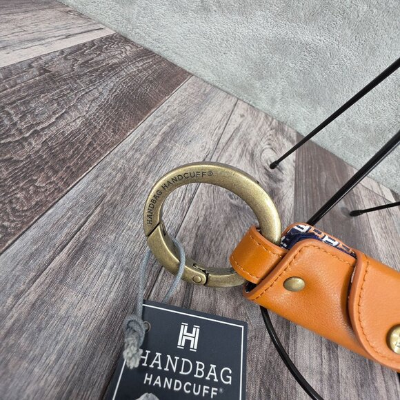 Handbag Handcuff Bag Restraint Security Cuff Strap Saddle Brown Faux Leather New - Picture 3 of 9
